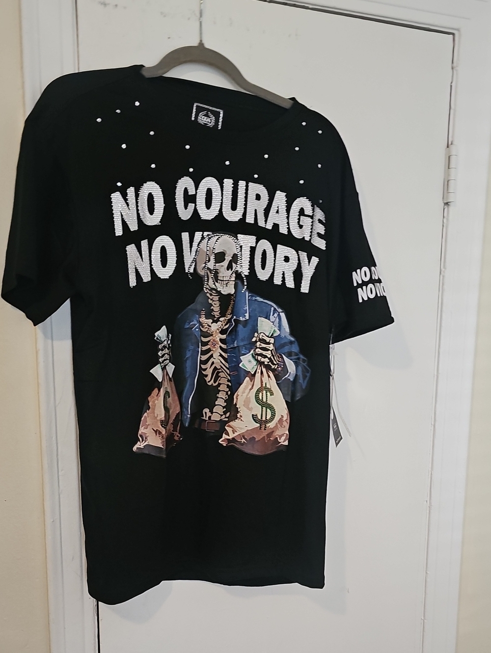 No Courage No Victory Black Graphic Men's T-Shirt